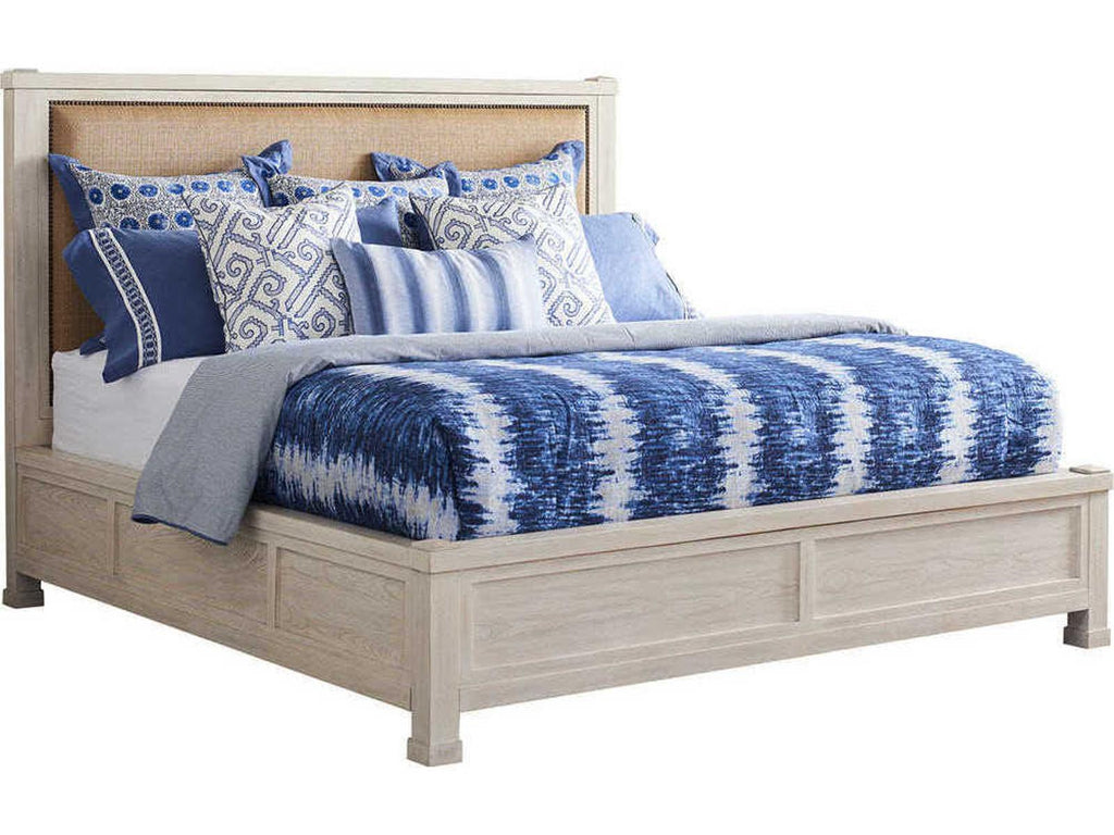 Newport Shorecliff Canopy California King Bed in Sailcloth Wood and Raffia