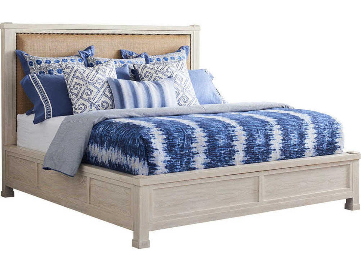 Newport Shorecliff Canopy California King Bed in Sailcloth Wood and Raffia