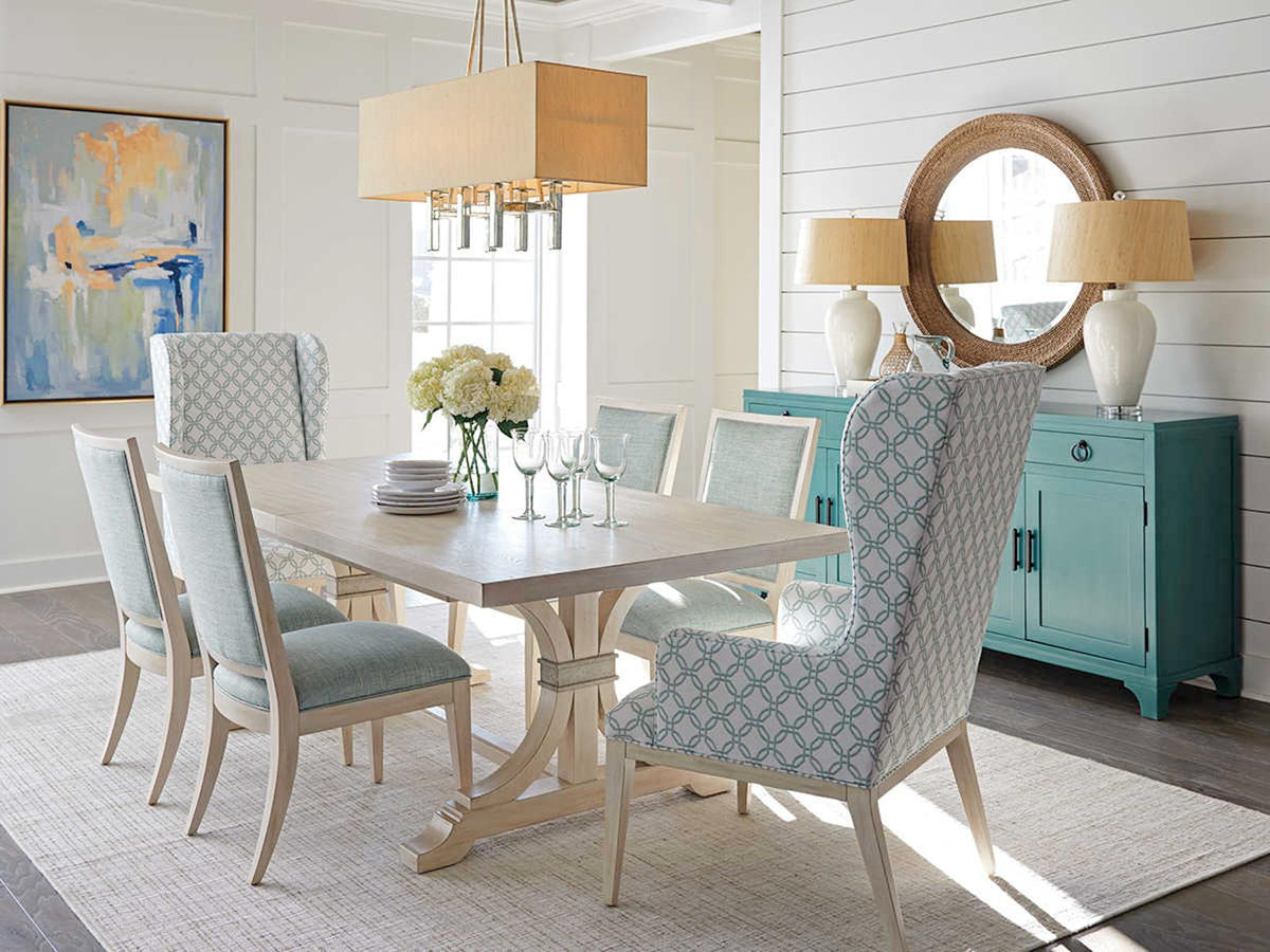 Newport Seacliff Upholstered Host Wing Chair with Sailcloth Finish