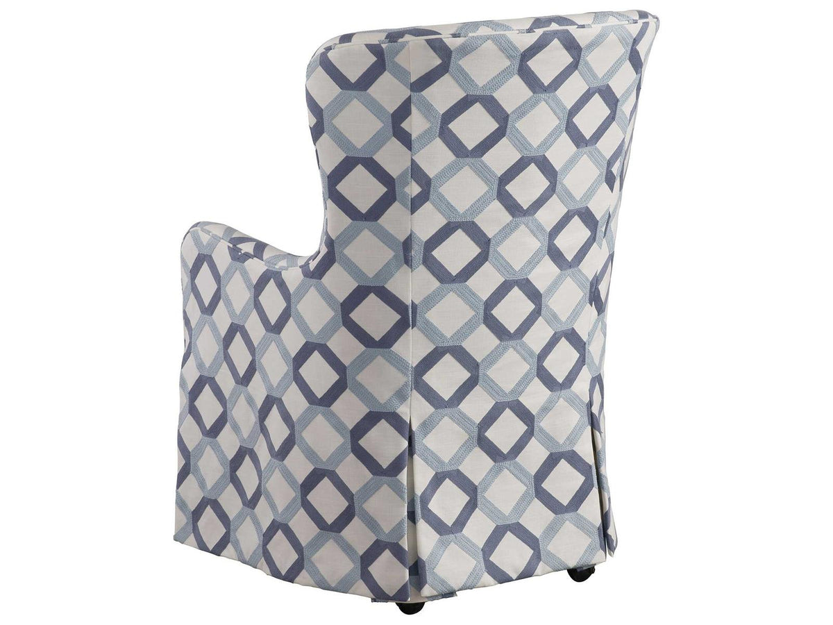 Laguna Aliso Upholstered Host Armchair with Casters in Linen White