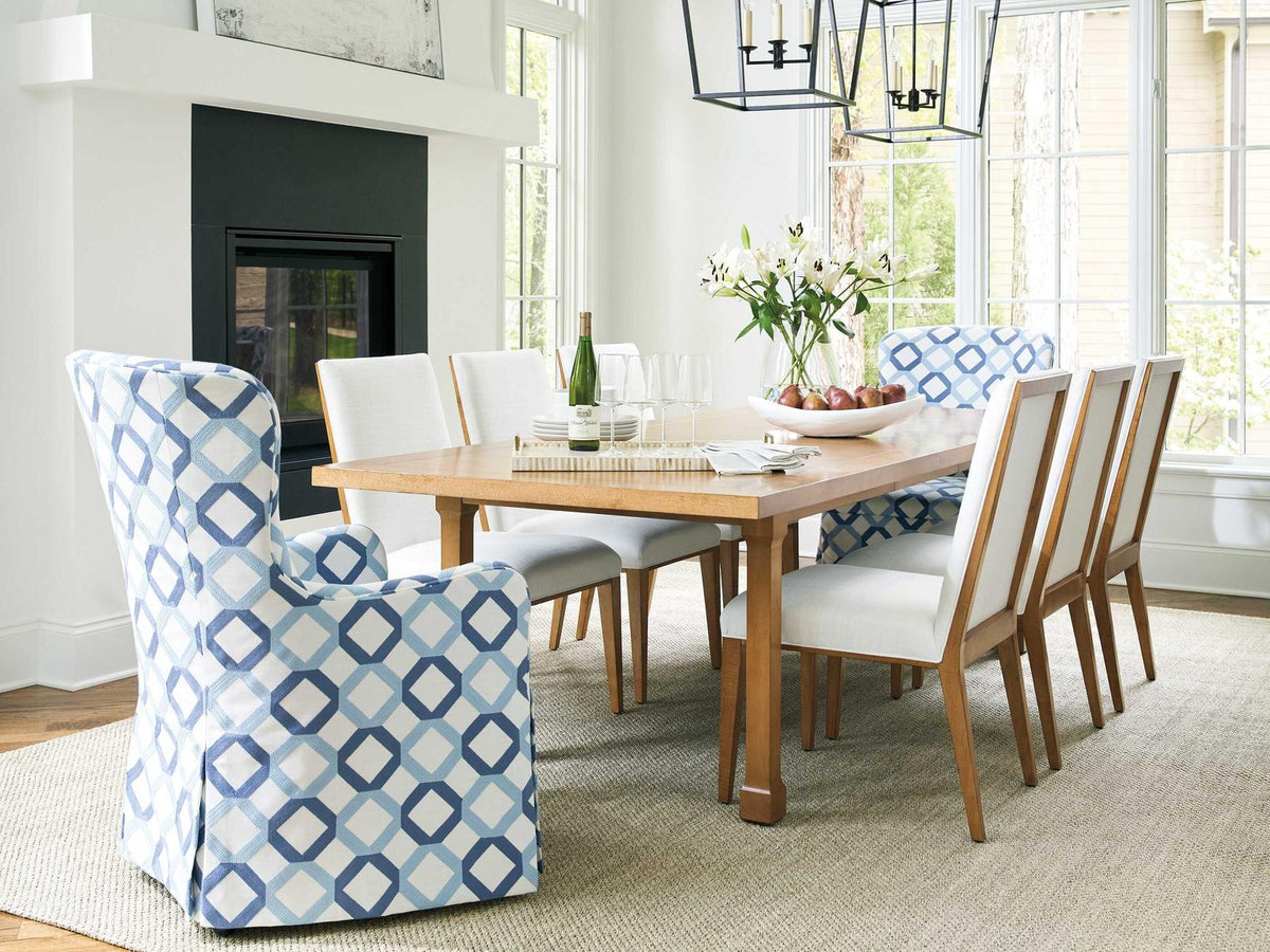 Laguna Aliso Upholstered Host Armchair with Casters in Linen White