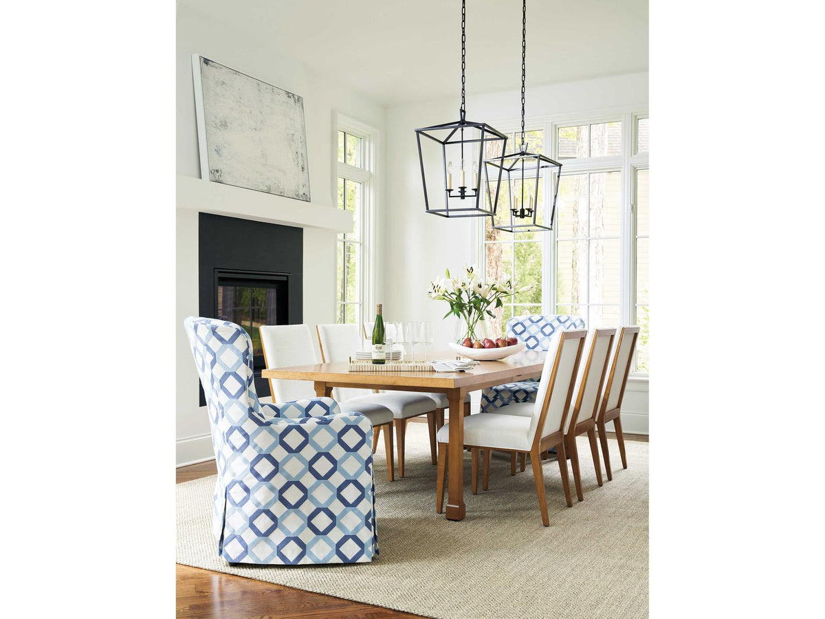 Laguna Aliso Upholstered Host Armchair with Casters in Linen White