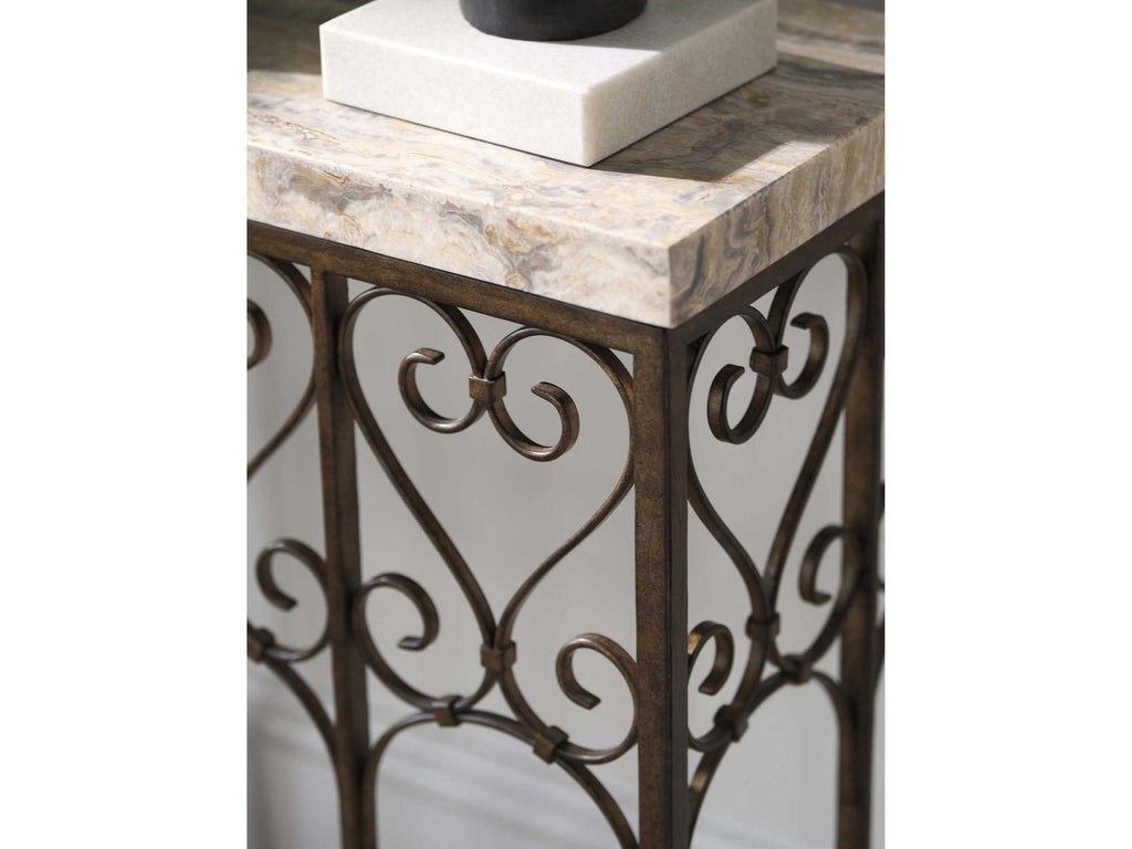 Fletcher 74-Inch Metal Console Table with Verrado Stone Top