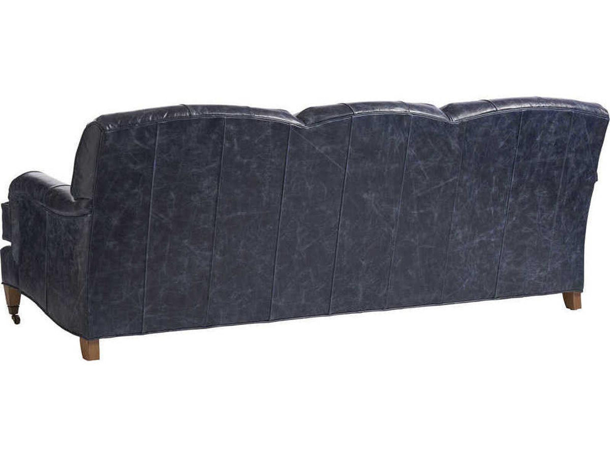 Sydney 3-Seat Leather Sofa with Brass Casters in Laguna Sands