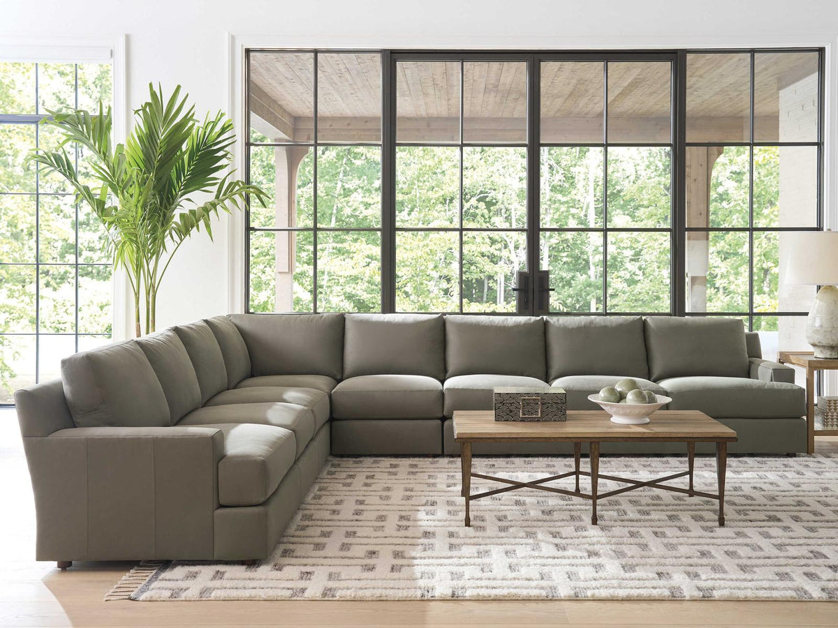Upholstery Millington Green Leather Sectional Sofa