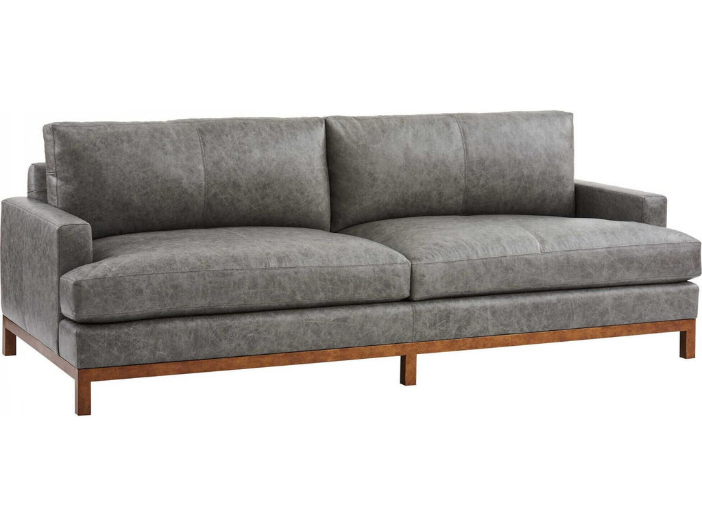 Horizon 3-Seat Leather Sofa with Calais Brass Metal Base