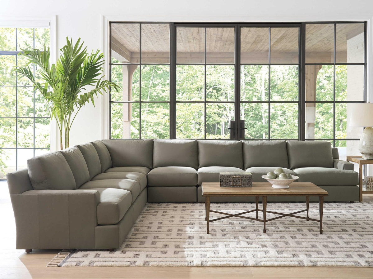 Upholstery Millington Green Leather Sectional Sofa
