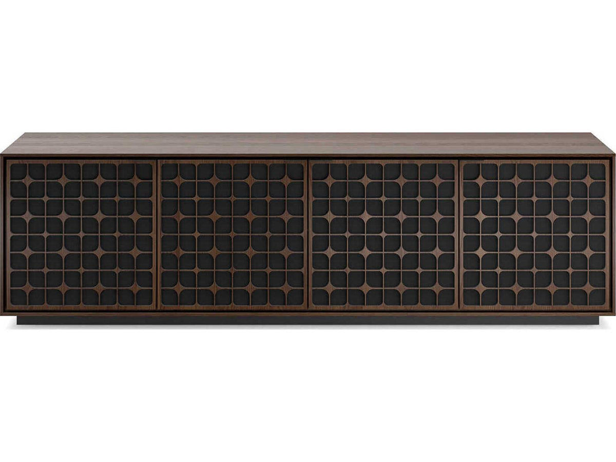 Elements Constellation 82-Inch Media Cabinet with Rolling Plinth Base in Toasted Oak