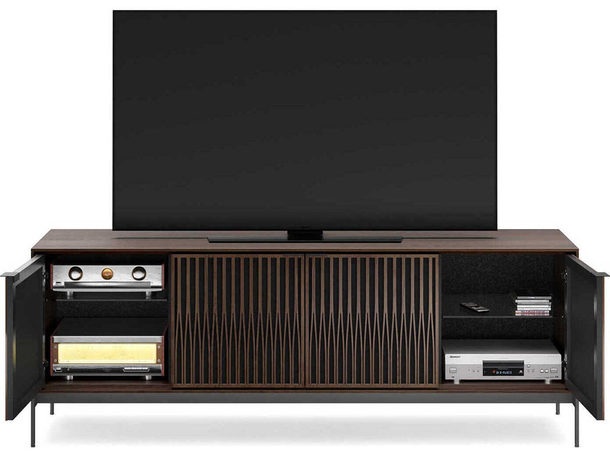 Elements 82.5-Inch 4-Door Media Console with Tune Doors Toasted Oak