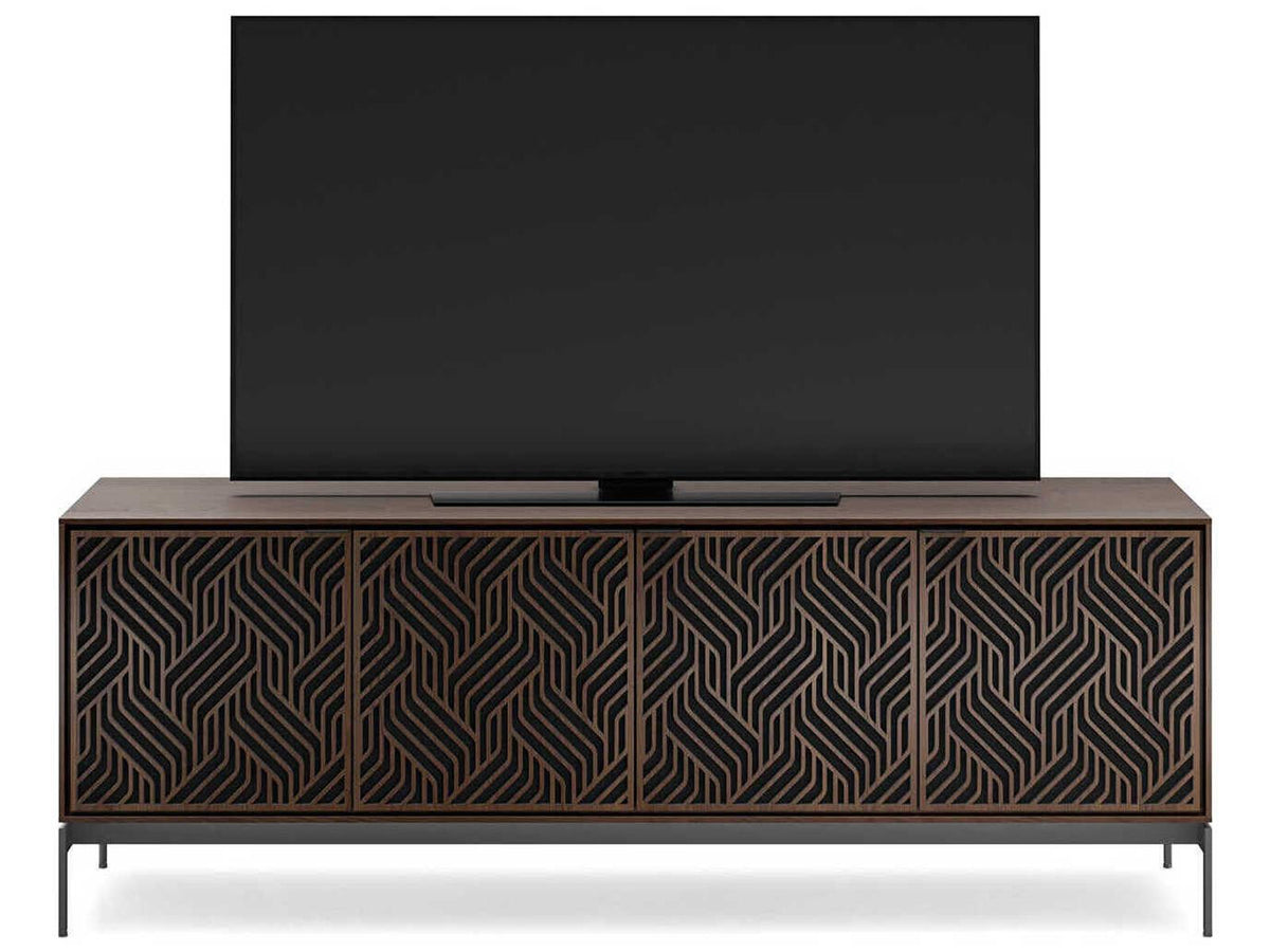 Elements Weave 8709 Media Console with Console Base in Toasted Oak