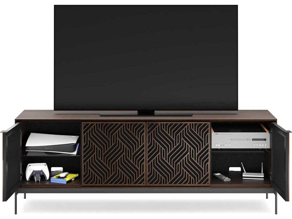 Elements Weave 8709 Media Console with Console Base in Toasted Oak