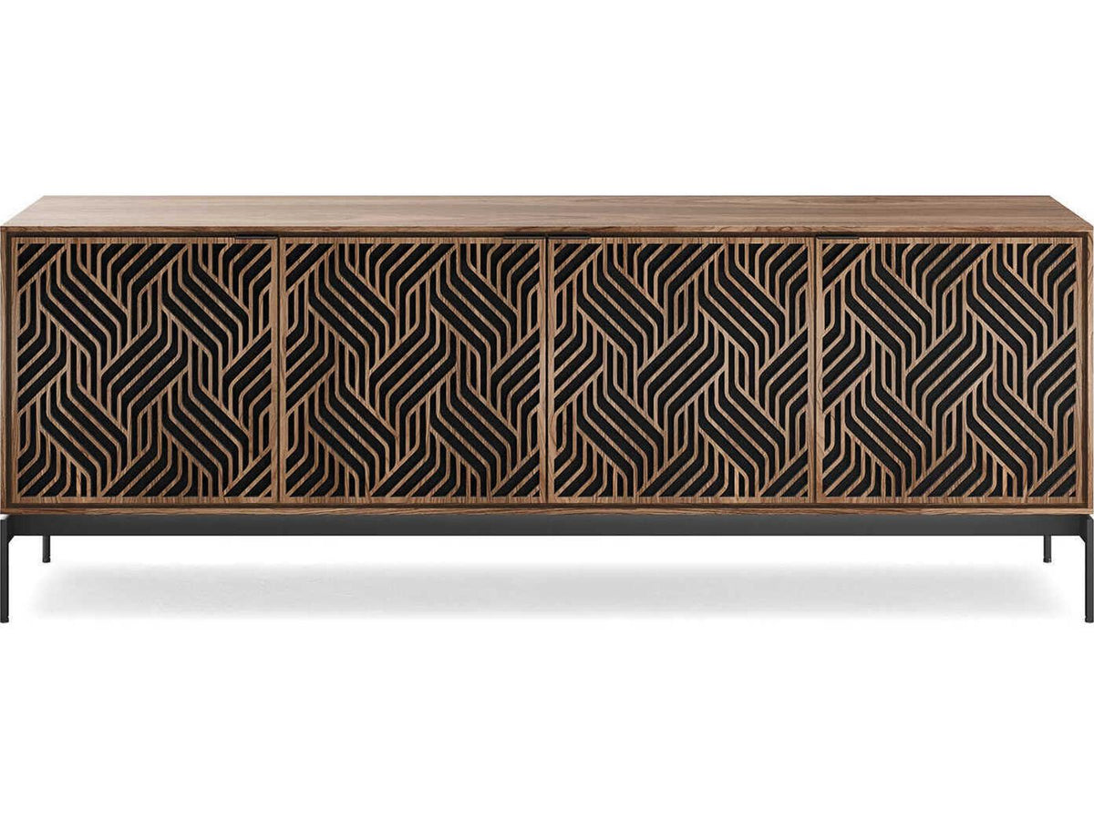 Elements Weave Media Console for 85 Inch TVs Natural Walnut