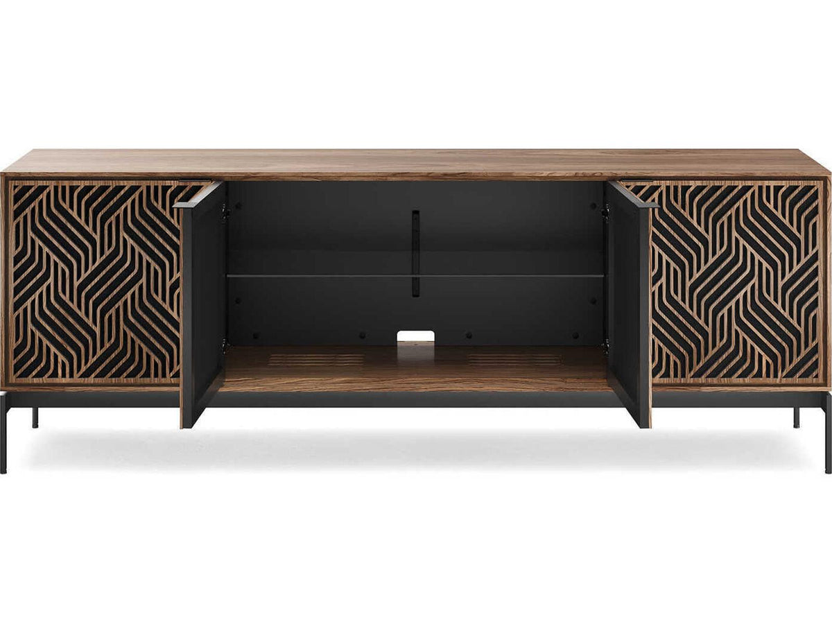 Elements Weave Media Console for 85 Inch TVs Natural Walnut