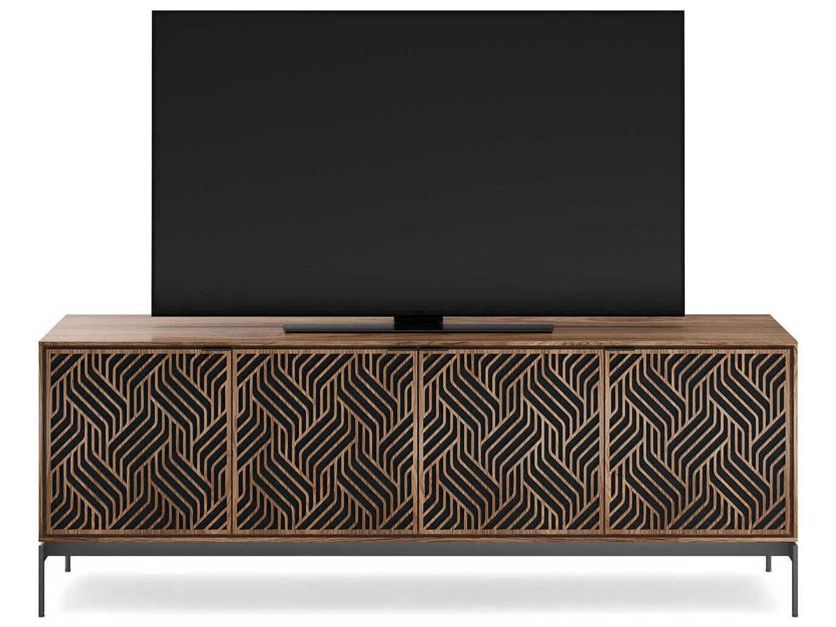 Elements Weave Media Console for 85 Inch TVs Natural Walnut