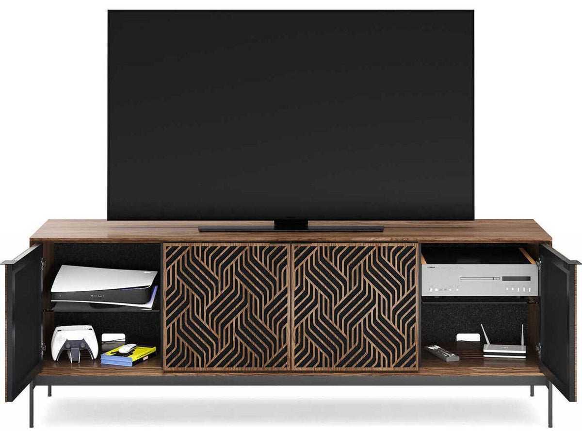 Elements Weave Media Console for 85 Inch TVs Natural Walnut