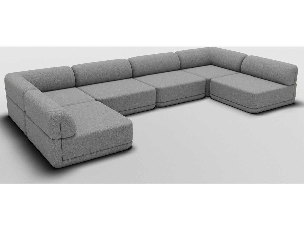 Cube Gray Upholstered Sectional Sofa