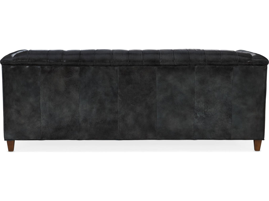 Jaden Tufted Leather Stationary Sofa with 8-Way Hand Tied Construction