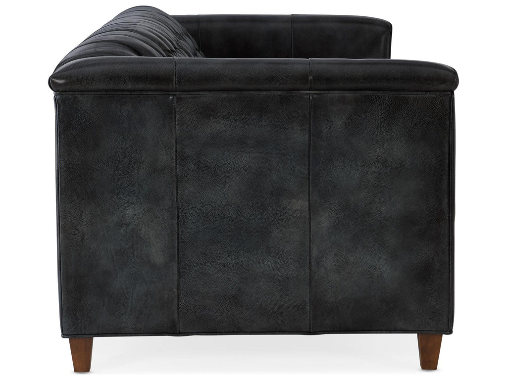 Jaden Tufted Leather Stationary Sofa with 8-Way Hand Tied Construction