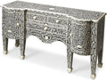 Vivienne Rectangular Bone Inlay Buffet in Black with Three Drawers