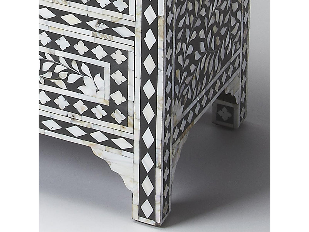 Vivienne 3-Drawer Chest in Black with Mother of Pearl Inlay