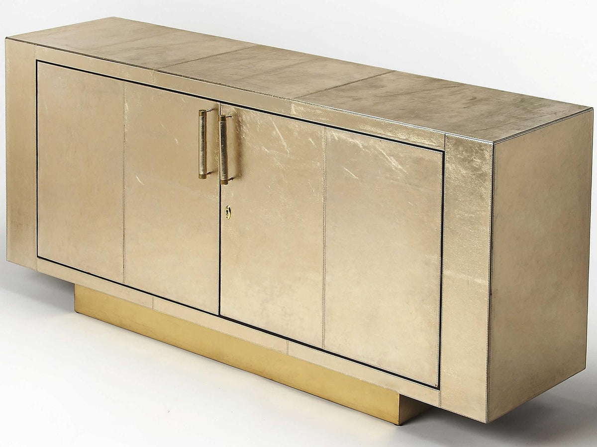 Specialty Francois Buffet Sideboard in Antique Gold Leather and Meranti Wood