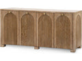 Arcadia 4-Door Cabinet in Soft Glow Oak with Antique Brass Pulls
