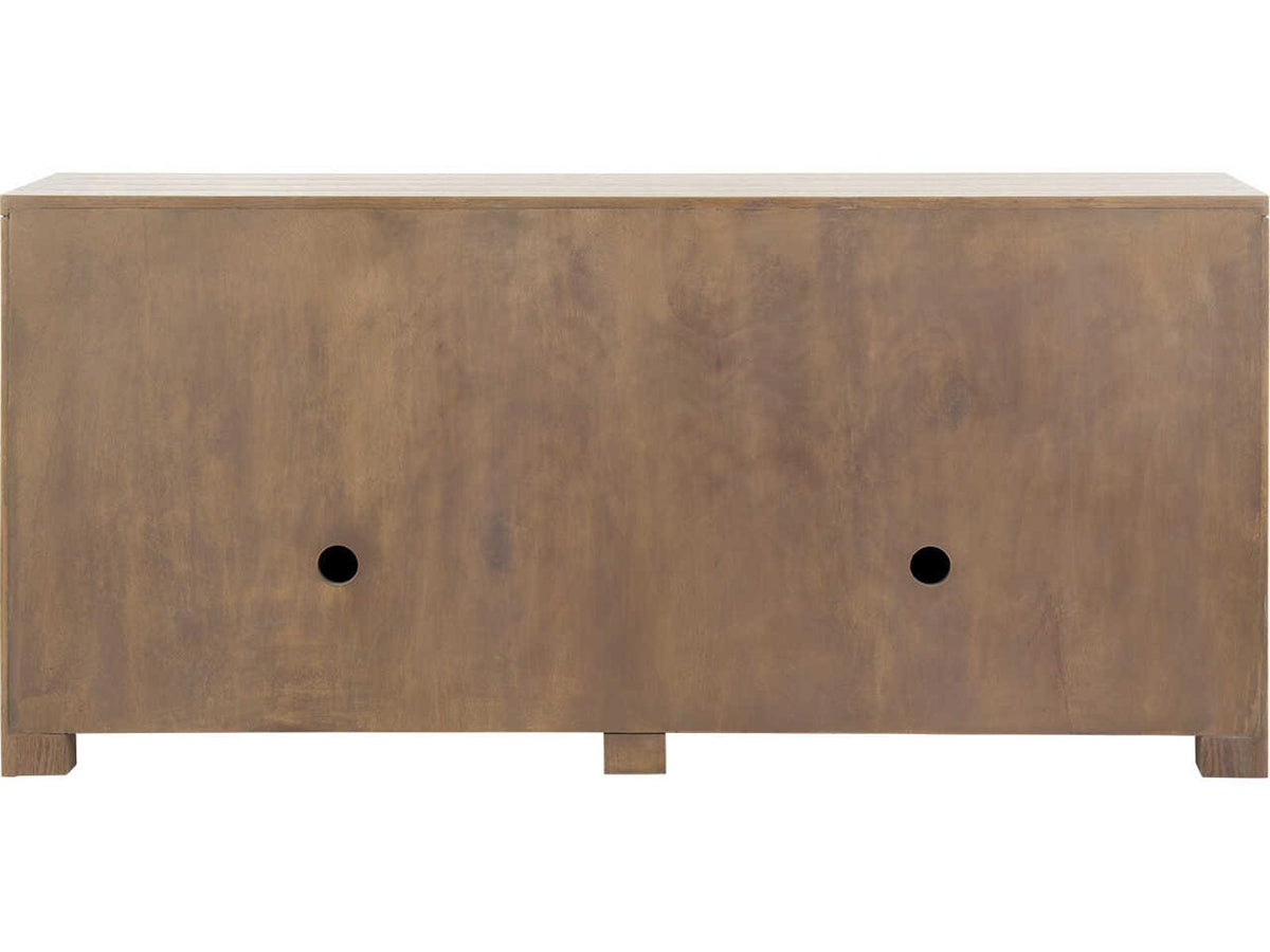 Arcadia 4-Door Cabinet in Soft Glow Oak with Antique Brass Pulls