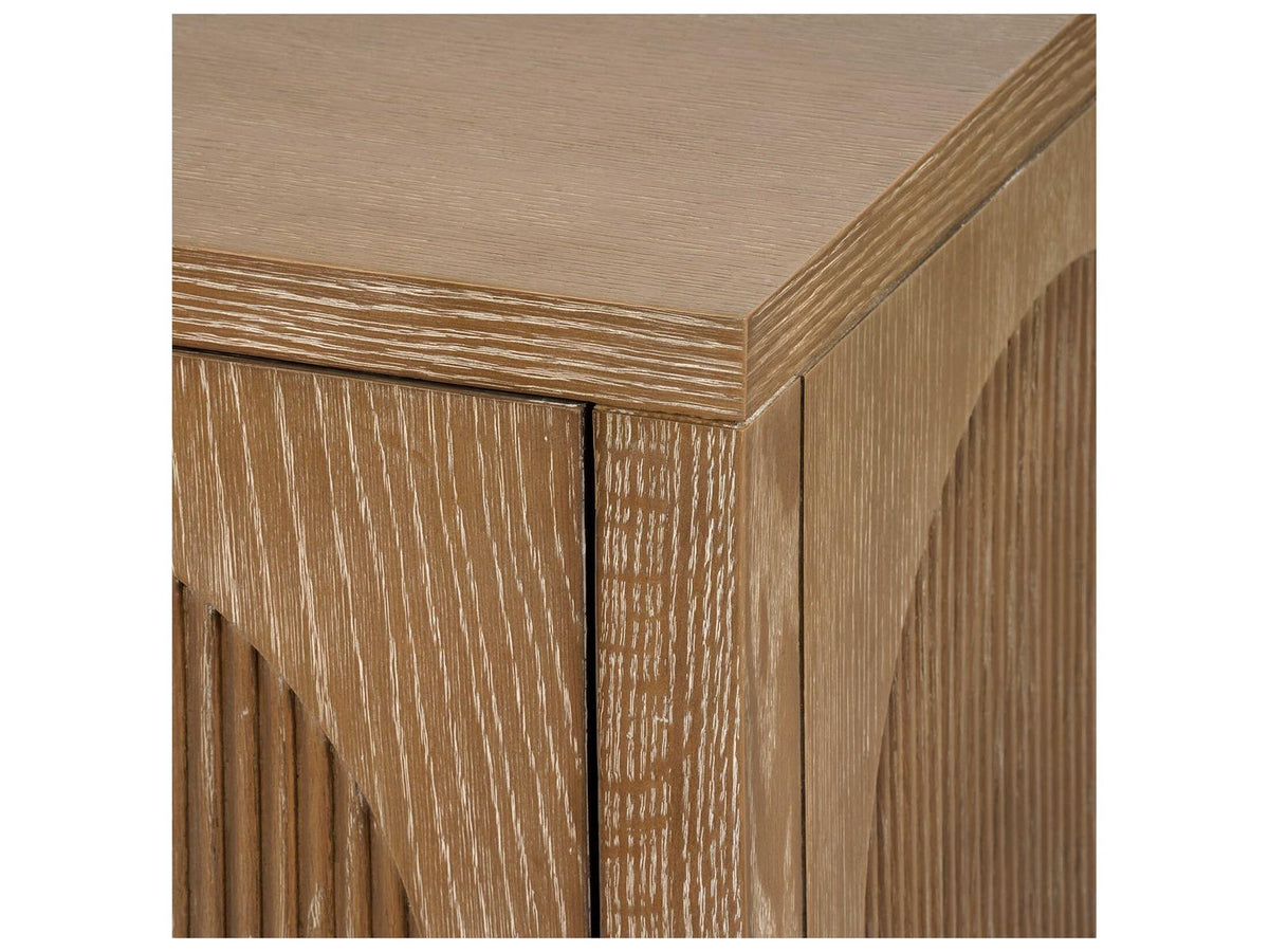 Arcadia 4-Door Cabinet in Soft Glow Oak with Antique Brass Pulls