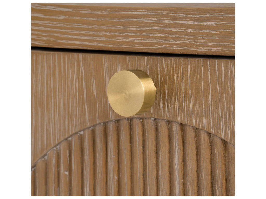 Arcadia 4-Door Cabinet in Soft Glow Oak with Antique Brass Pulls