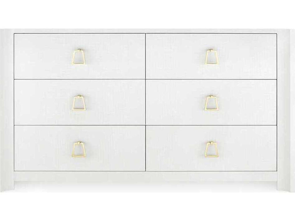 Villa and House Audrey Extra Large 6-Drawer Dresser in Cream with Polished Brass Pulls