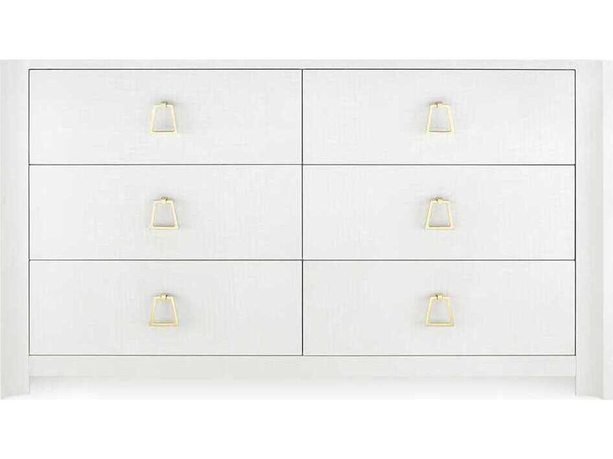 Villa and House Audrey Extra Large 6-Drawer Dresser in Cream with Polished Brass Pulls