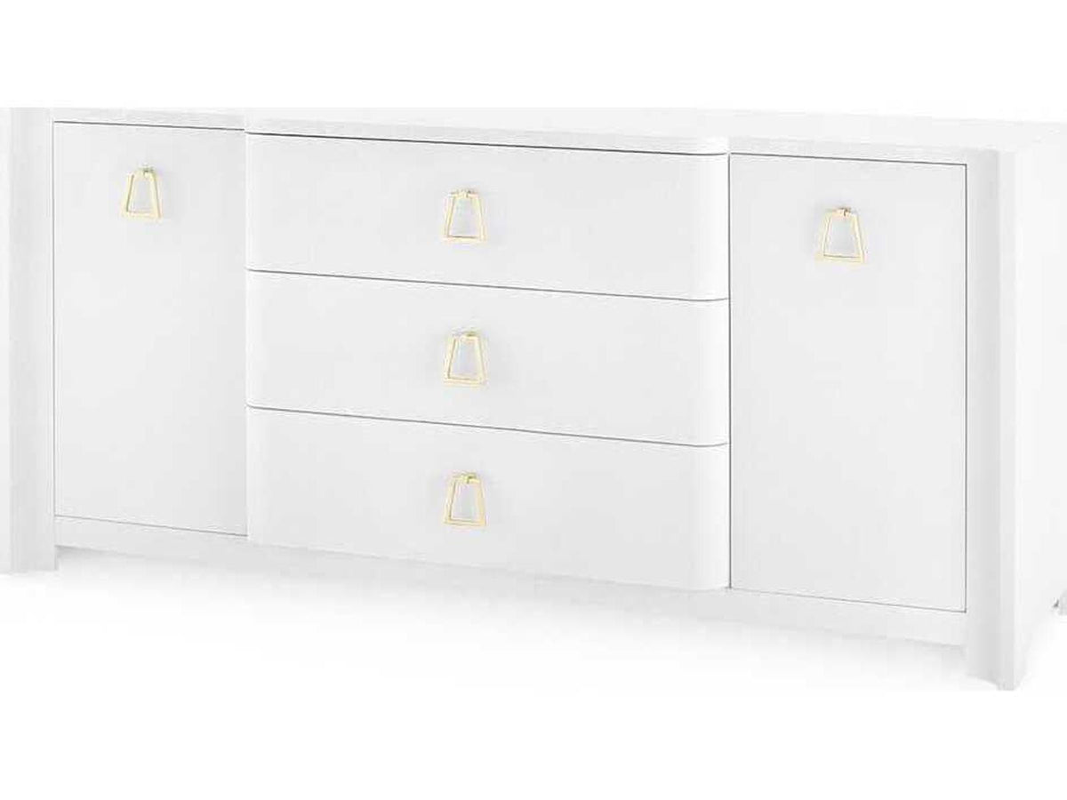 Audrey 3-Drawer 2-Door Sideboard in Cream Lacquered Linen