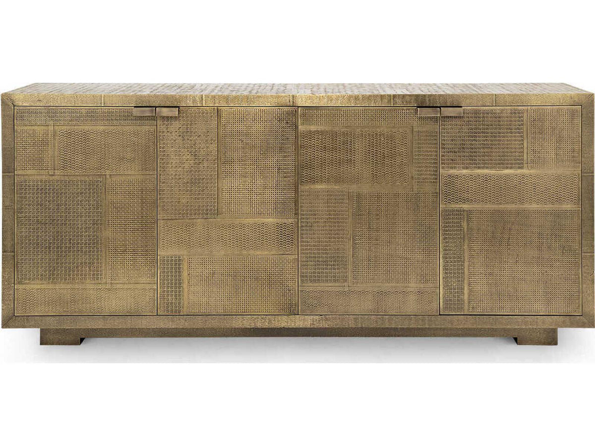 Mark 4-Door Cabinet in Antique Brass