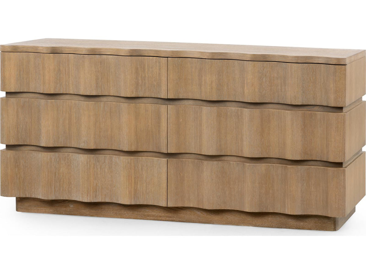 Vanessa 6-Drawer Dresser in Cerused Oak with Almond Finish