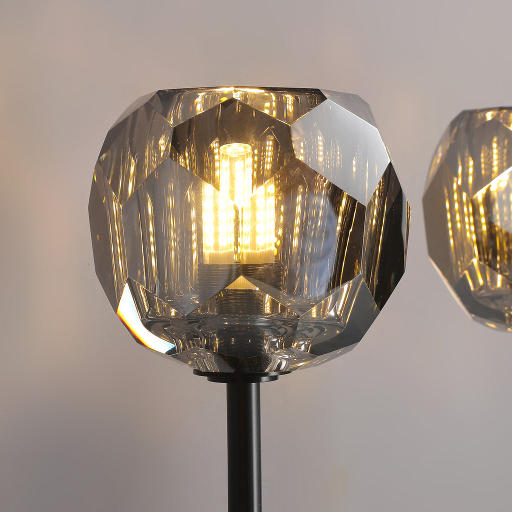 Boule De Crystal Ball Clear/Smoke Glass Grand Double Head Wall Sconce