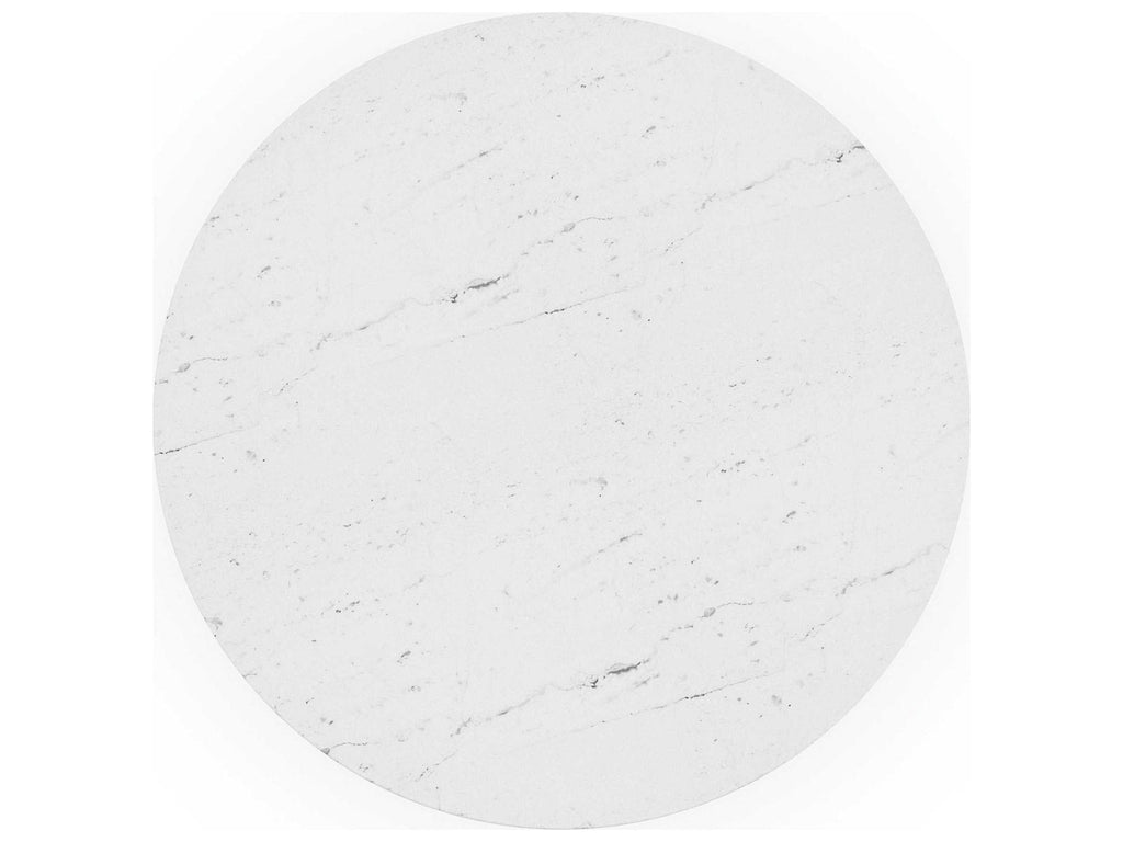 All Natural 60-Inch Round Dining Table with White Marble Top and Rich Walnut Base
