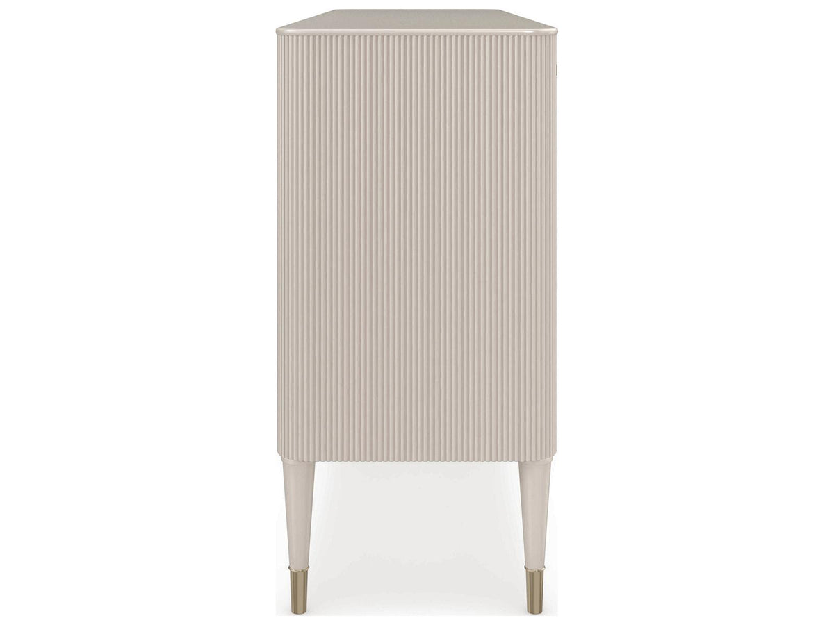 Love Interest Sideboard Console Cabinet in Matte Pearl and Whisper of Gold