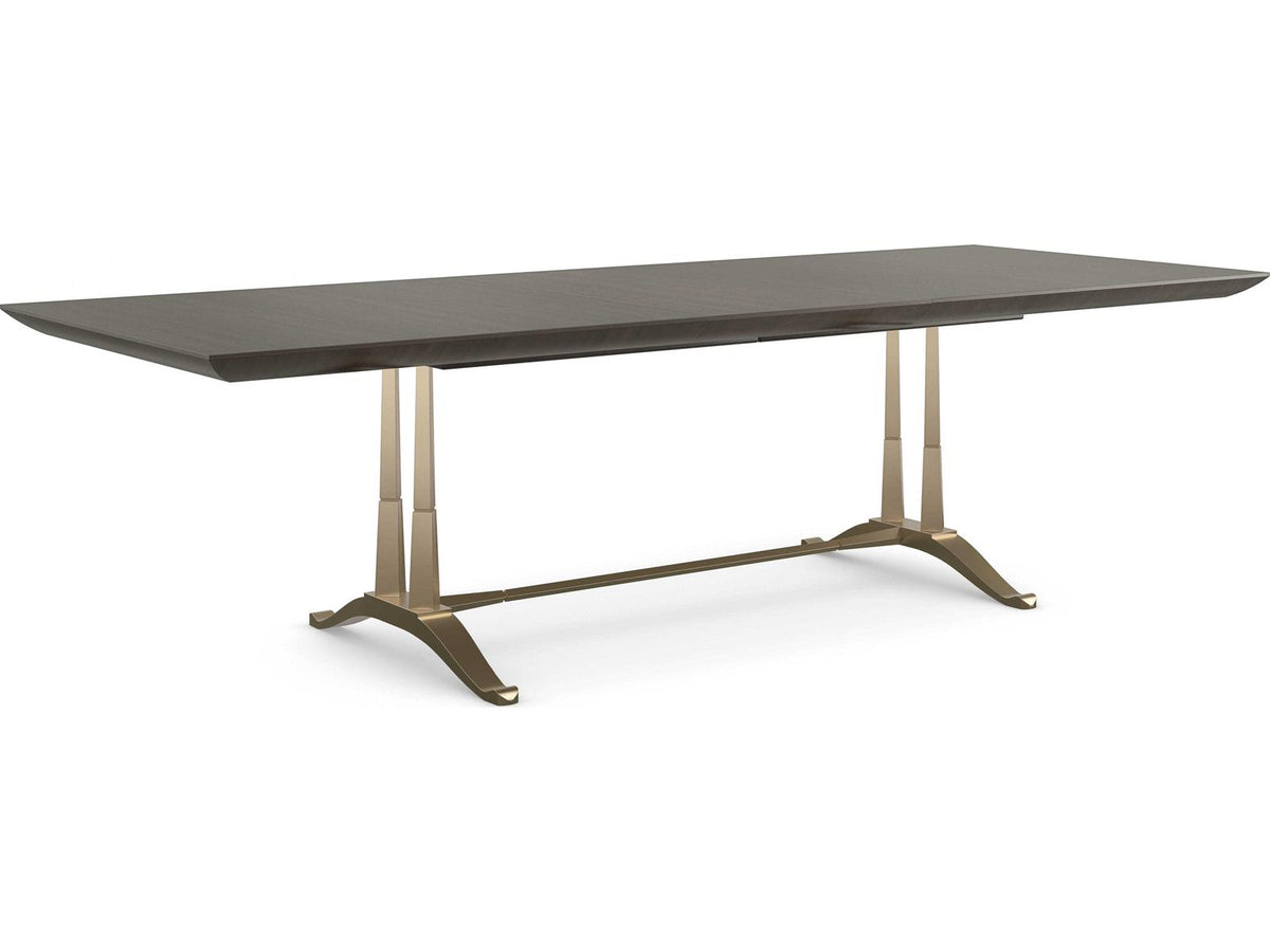 D'Orsay Rectangle Extendable Dining Table in Otter and Champagne Gold