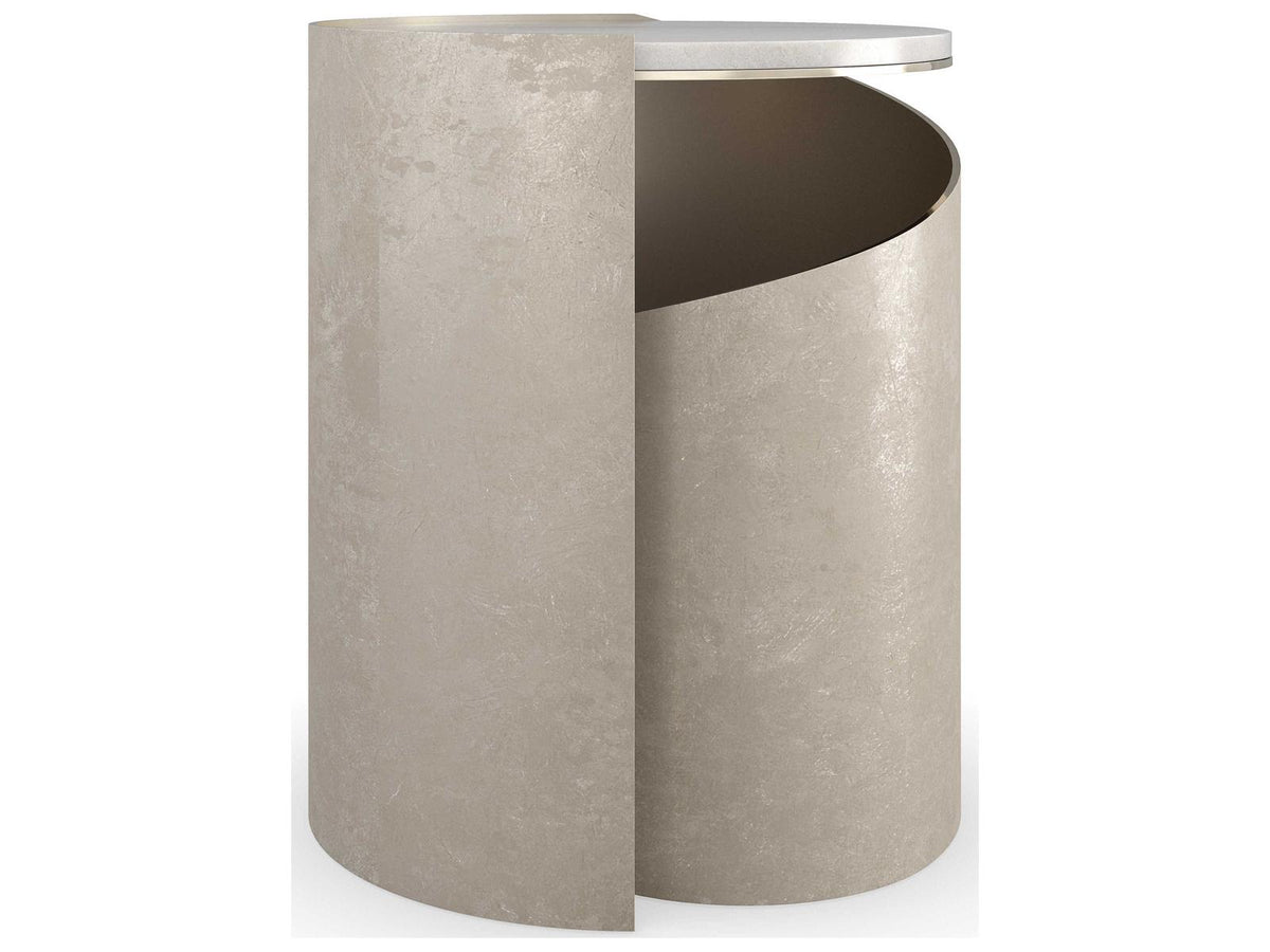 Classic Nautilus Round End Table in Taupe Silverleaf and Gold