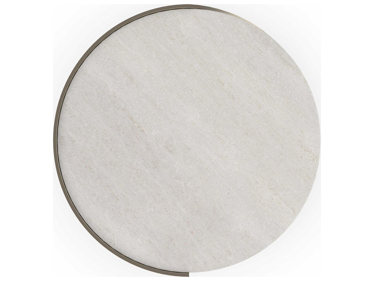 Classic Nautilus Round End Table in Taupe Silverleaf and Gold