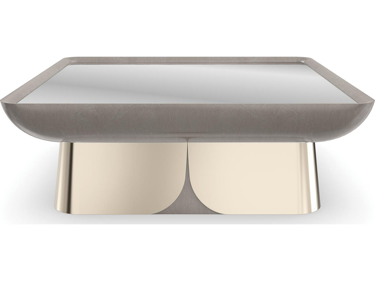 Zenith Square Coffee Table in Mirror Gold and Charcoal Leaf