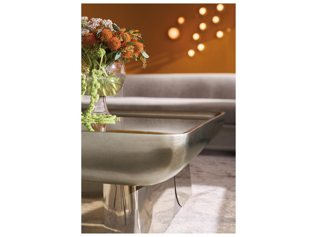 Zenith Square Coffee Table in Mirror Gold and Charcoal Leaf