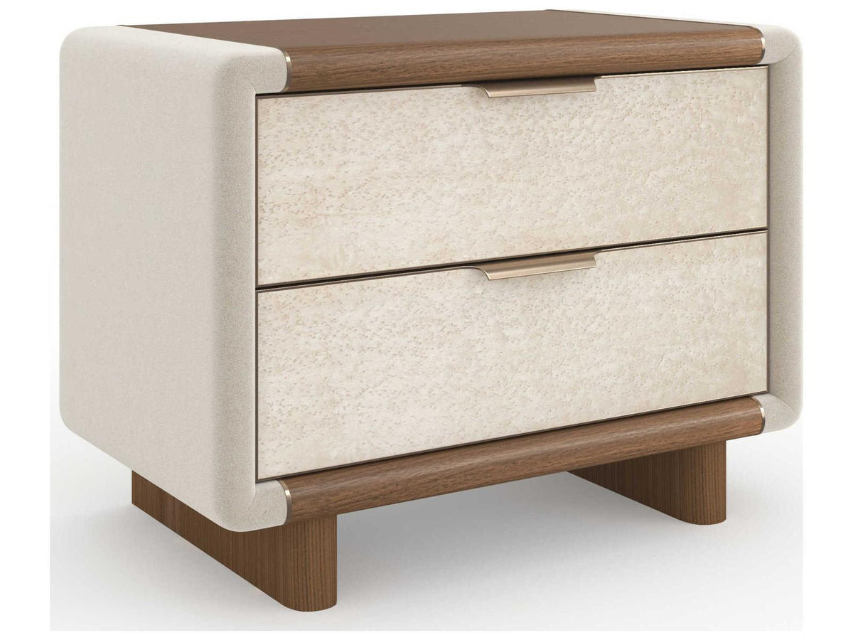 Botero Large Nightstand in New Natural Walnut and Smoked Birdseye