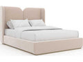 Oblique Queen Upholstered Bed in Splendid Ivory Velvet with Soft Silver Gloss