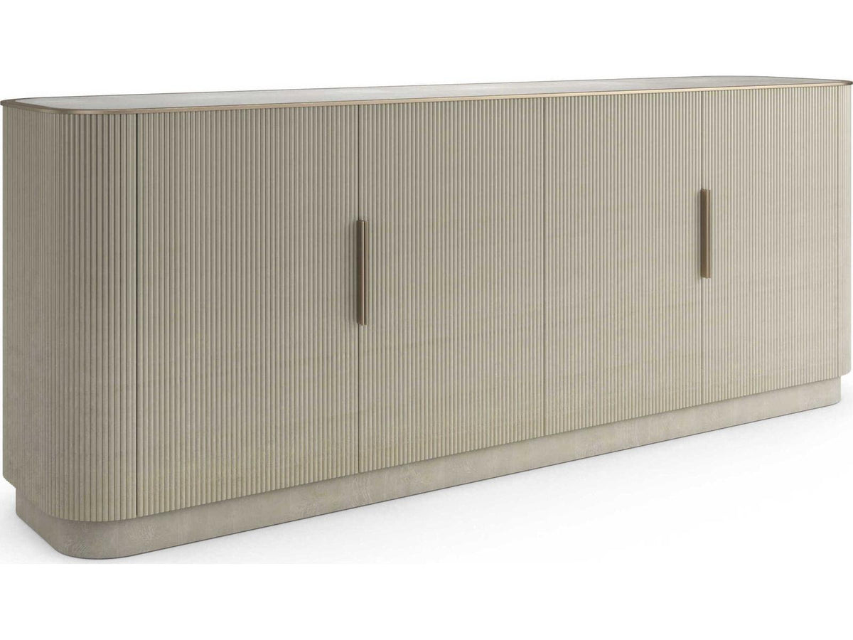Love Sideboard Oracle with Clear Glass Top and Fluted Detailing