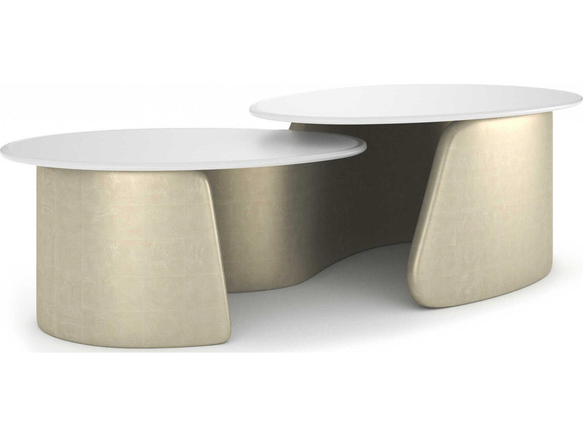 Bauble Serpentine Cocktail Table in Oracle Broken Leaf and Frosted Glass