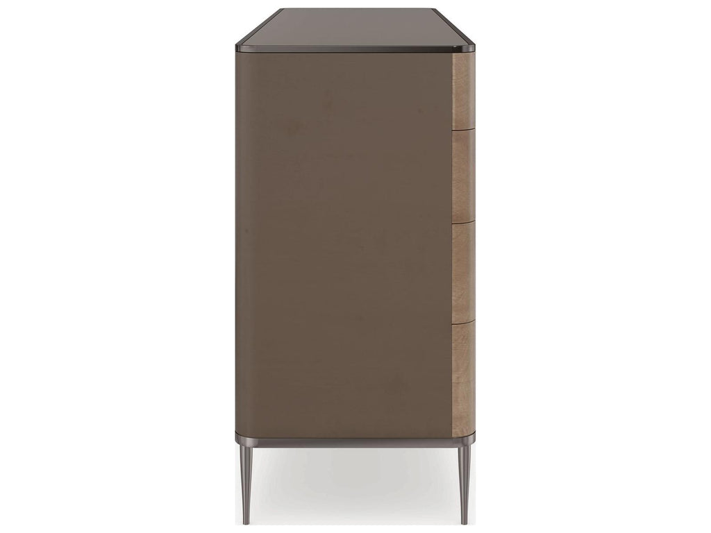 Prism 8-Drawer Double Dresser in Chocolate Tiger Maple and Bronze