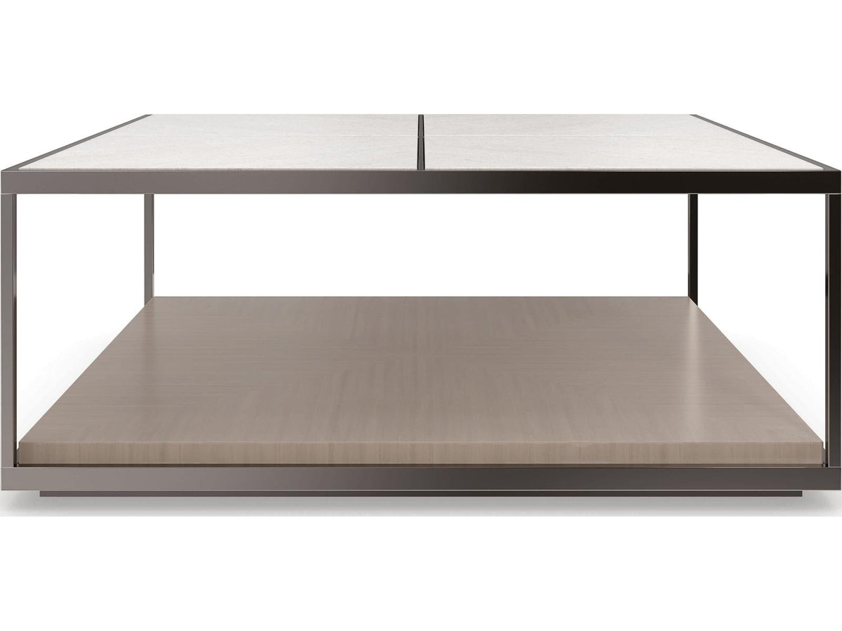 Cartesian Square Coffee Table with Creme Travertine Top