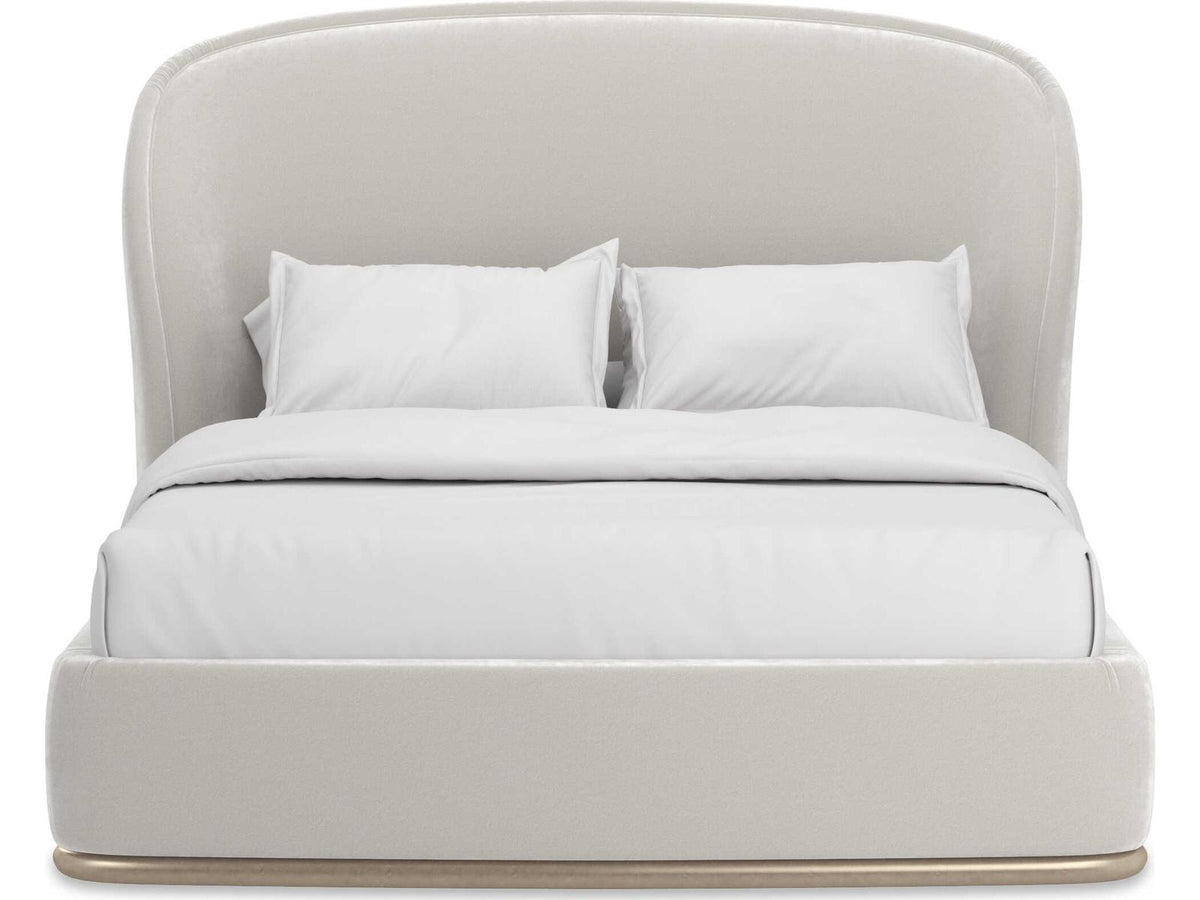 Classic Soft Silver Paint Hardwood Upholstered Queen Platform Bed