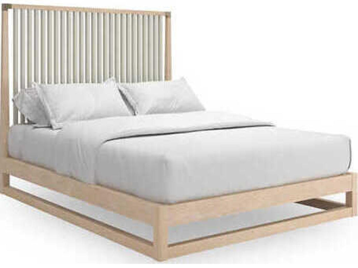 Pinstripe King Slatted Bed in Almond Milk and Sun Drenched Oak